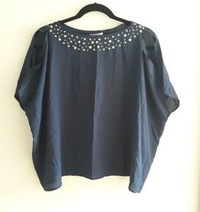 Lilly Pulitzer| Gold Studded Cold Shoulder Top